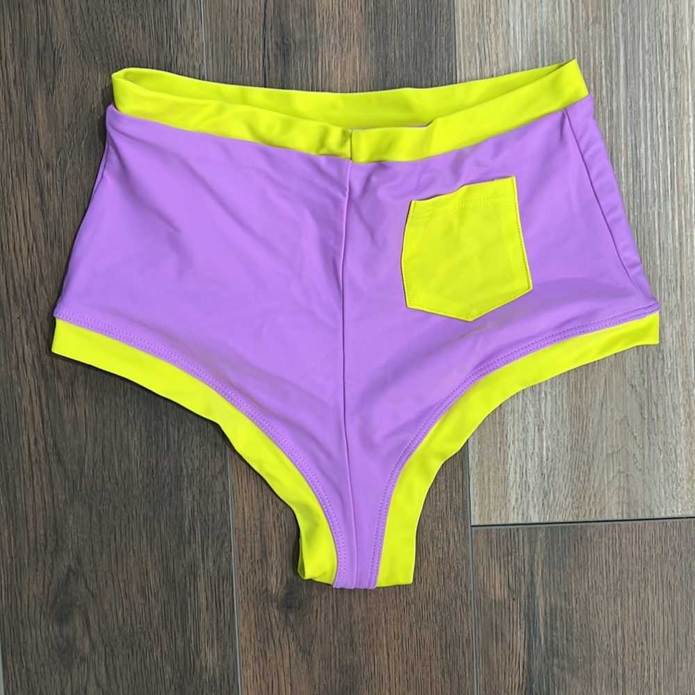 Lolli lavender yellow high waisted cheeky bikini bottom - Picture 3 of 6